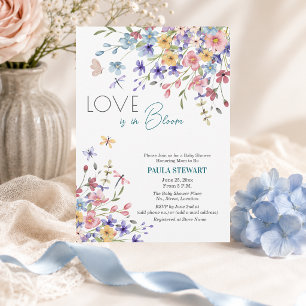 Convite O amor está em flor Camarões Azuis Chás de Bebê