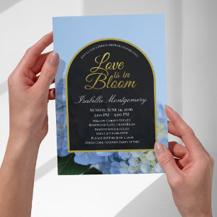 Convite O Amor Está em Flor Chá de Noiva Hortênsia Azul