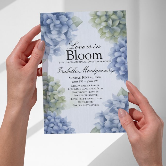 Convite O Amor Está em Flor Hidrangea Azul Rústica de Prim (Love Is in Bloom Spring Blue Rustic Hydrangea Invitations
)