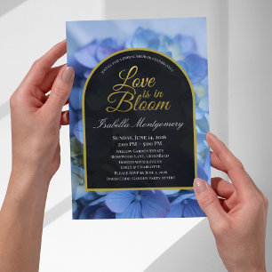 Convite O Amor Está em Flor Hortênsia Azul Delicada