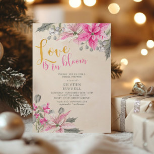 Convite O amor está em flor Poinsettia Noivado de Inverno