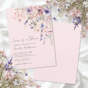 Convite O Amor Está em Flor Rosa Bege Floral Chuveiro de N