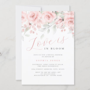 Convite O Amor Está em Flor Rosa Floral Chá de Noiva