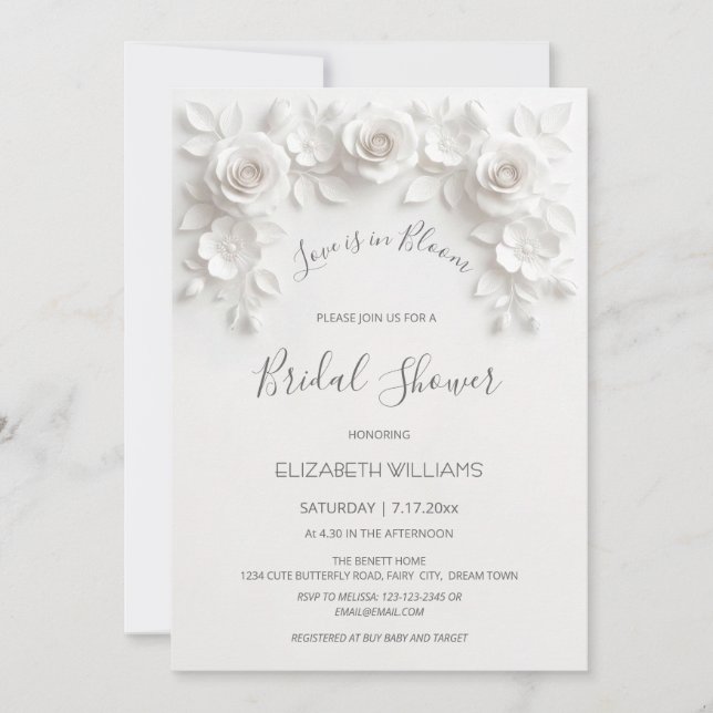 Convite O Amor Está em Flor | Rosas Flores 3D (Frente)