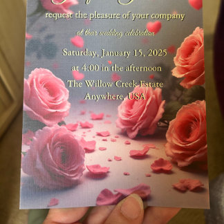 Convite O amor está em flor Rosas Rosa Casamento Romântico