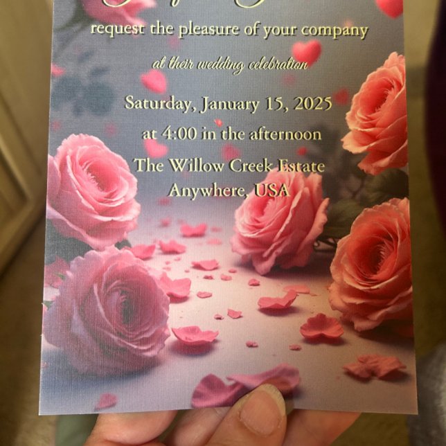 Convite O amor está em flor Rosas Rosa Casamento Romântico (Criador carregado)