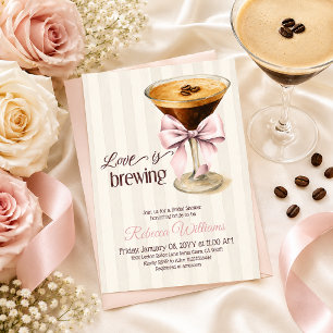 Convite O Amor Está Fermentando Rosa Espresso Chá de Noiva