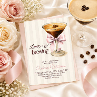 Convite O Amor Está Fermentando Rosa Espresso Chá de Noiva