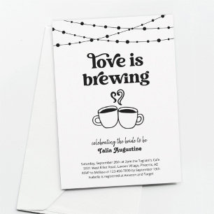 Convite O amor está fervendo Café Chá Casais / Chá de Noiv