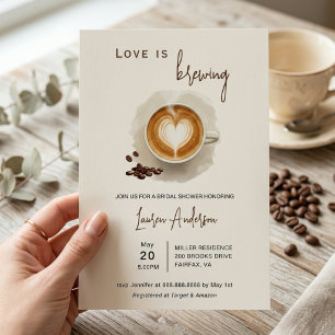 Convite O amor está fervendo Chá de Noiva de Café