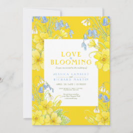 Convite O amor está florescendo no casamento amarelo prima