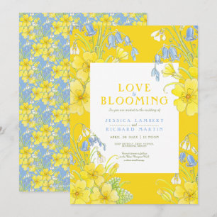 Convite O amor está florescendo no casamento amarelo prima