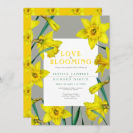 Convite O amor está florescendo primavera amarelo.