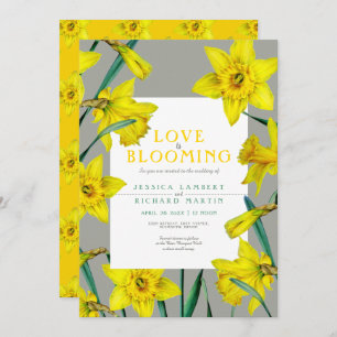 Convite O amor está florescendo primavera amarelo.