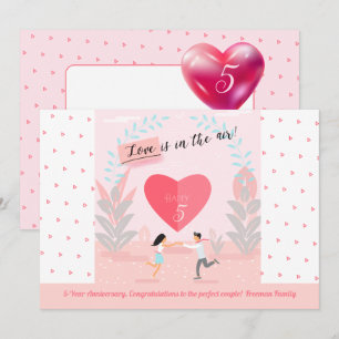 Convite "O Amor está no Ar!" Aniversário de Casal Enamorad