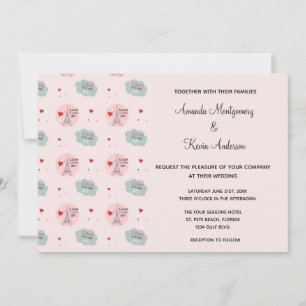 Convite O amor está no ar, torre Eiffel e Casamento de Cor