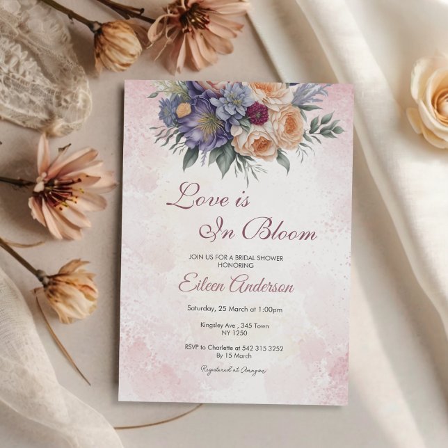 Convite O amor está no Bloom Floral Chá de panela (Love is in Bloom Floral Bridal Shower Invite)