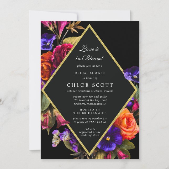 Convite O amor está no Bloom Floral Chá de panela (Frente)