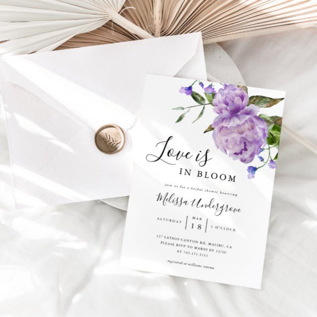 Convite O amor está no Bloom Purple Chá de panela (Criador carregado)