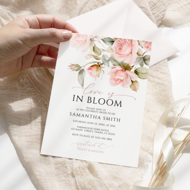 Convite O amor está no Bloom Rosa Rosa e Chá de panela Ver (Criador carregado)