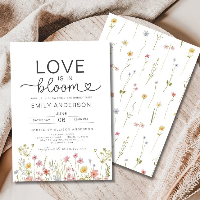 Convite O amor está no Bloom Wildflower Chá de panela (Criador carregado)