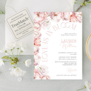 Convite O amor está no Bloush Blush Pink Floral Chá de pan