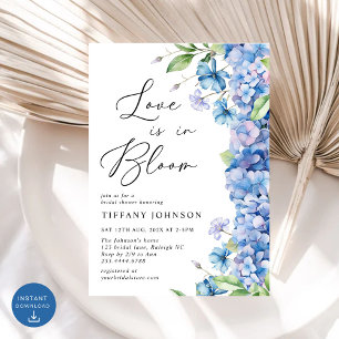 Convite O amor está no Chá de panela Bloom Blue Hydrangea