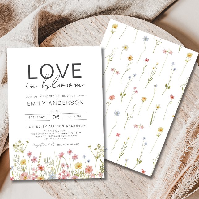 Convite O amor está no Chá de panela Bloom Wildflower (Criador carregado)