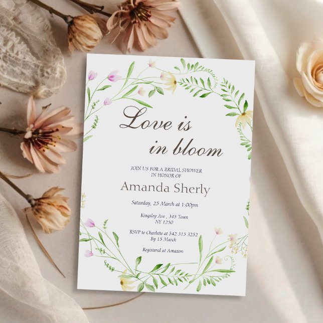 Convite O amor está no Chá de panela de Bloom Garden (Love is in Bloom Garden Bridal  Shower Invite)