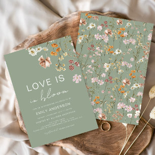 Convite O amor está no Chá de panela de Bloom Wildflower