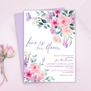 Convite O amor está no chá de panela floral de cor d'água