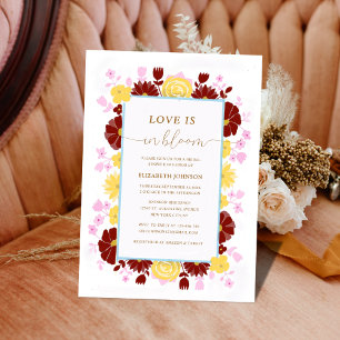 Convite o amor está no chá de panela floral elegante