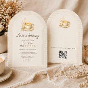 Convite O Amor Está Preparando Café Chá de Noiva Floral Rú