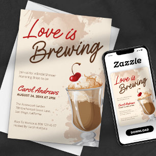 Convite O Amor Está Preparando Café e Creme Chá de Noiva