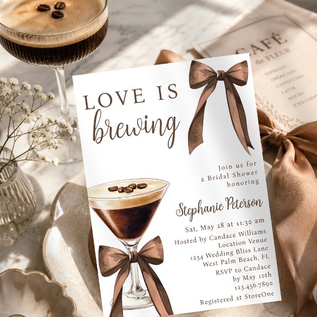 Convite O Amor Está Sendo Preparado Bow Espresso Martini C (Criador carregado)