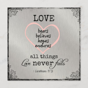 Convite O amor nunca falha o casamento do verso da bíblia