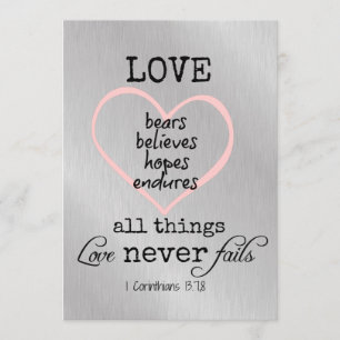 Convite O amor nunca falha o casamento do verso da bíblia