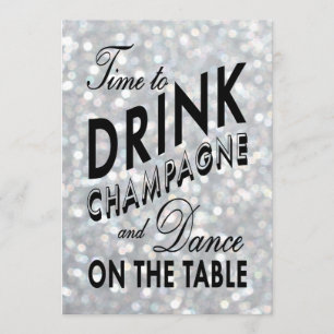 Convite O aniversário 21 Sparkly convida a hora de beber