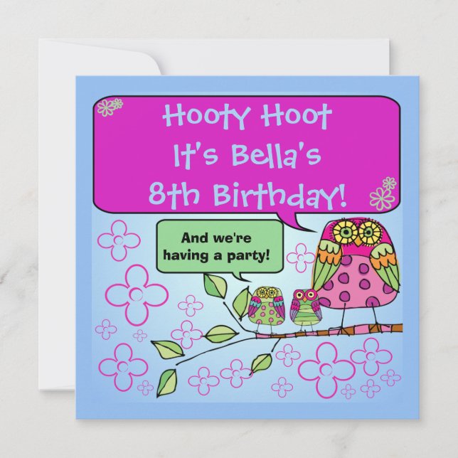 Convite O aniversário da coruja da natureza personalizado (Frente)