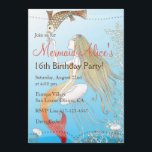 Convite O aniversário da menina bonita do doce 16 da<br><div class="desc">A sereia bonita sob o mar cercado por medusas, pelo coral branco e por ilustração handdrawn dos peixes é o fundo para o convite de festas do tema do oceano da praia do chá de panela do aniversário do aniversário sweet16 desta menina original ... .. Todo o texto do defeito...</div>