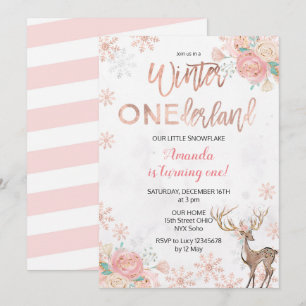 Convite O aniversário da neve de ONEderland do inverno do