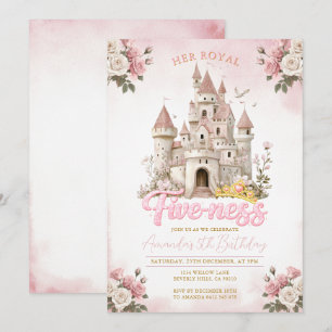 Convite O Aniversário da Princesa Cinco Real Rosa