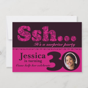 Convite O aniversário de 30 anos do rosa da surpresa do