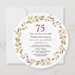 Convite O aniversário de casamento da grinalda 75th da
