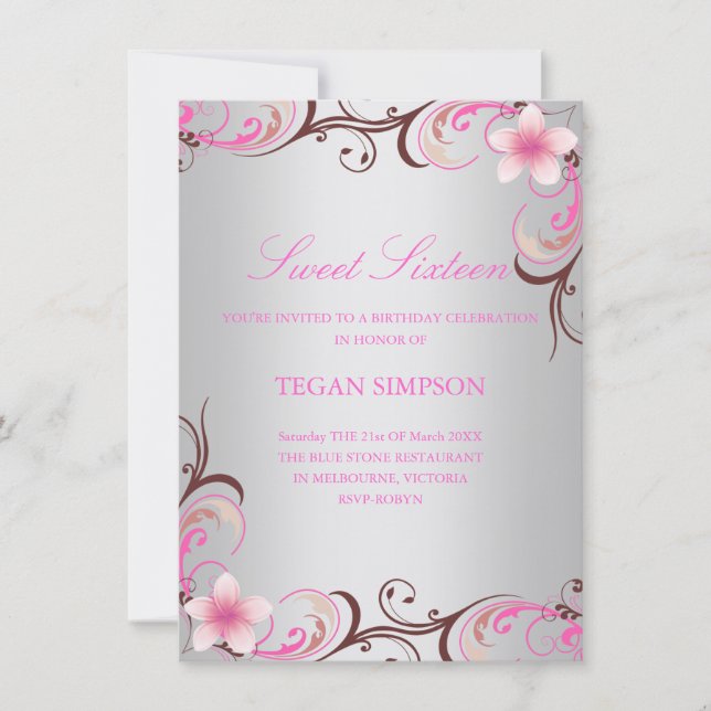 Convite O aniversário de prata do doce dezesseis do (Frente)