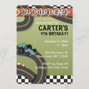 Convite O aniversário do carro de corridas convida