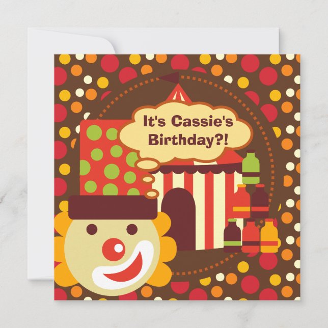 Convite O aniversário do circo do palhaço e das bolinhas (Frente)