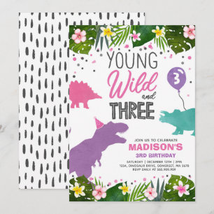 Convite O Aniversário Do Dinossauro Convidou O Wild E Tr