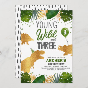 Convite O Aniversário Do Dinossauro Convidou O Wild E Três