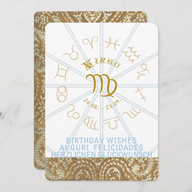 Convite O aniversário do ~ do HORÓSCOPO convida - o Virgo (Frente/Verso)